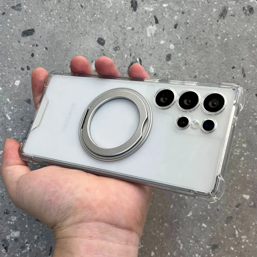 S26 Ultra Airbag For Magnetic Bracket Holder Phone Case for Samsung Galaxy S26 S25 Ultra Shockproof Clear Cover For S26Ultra