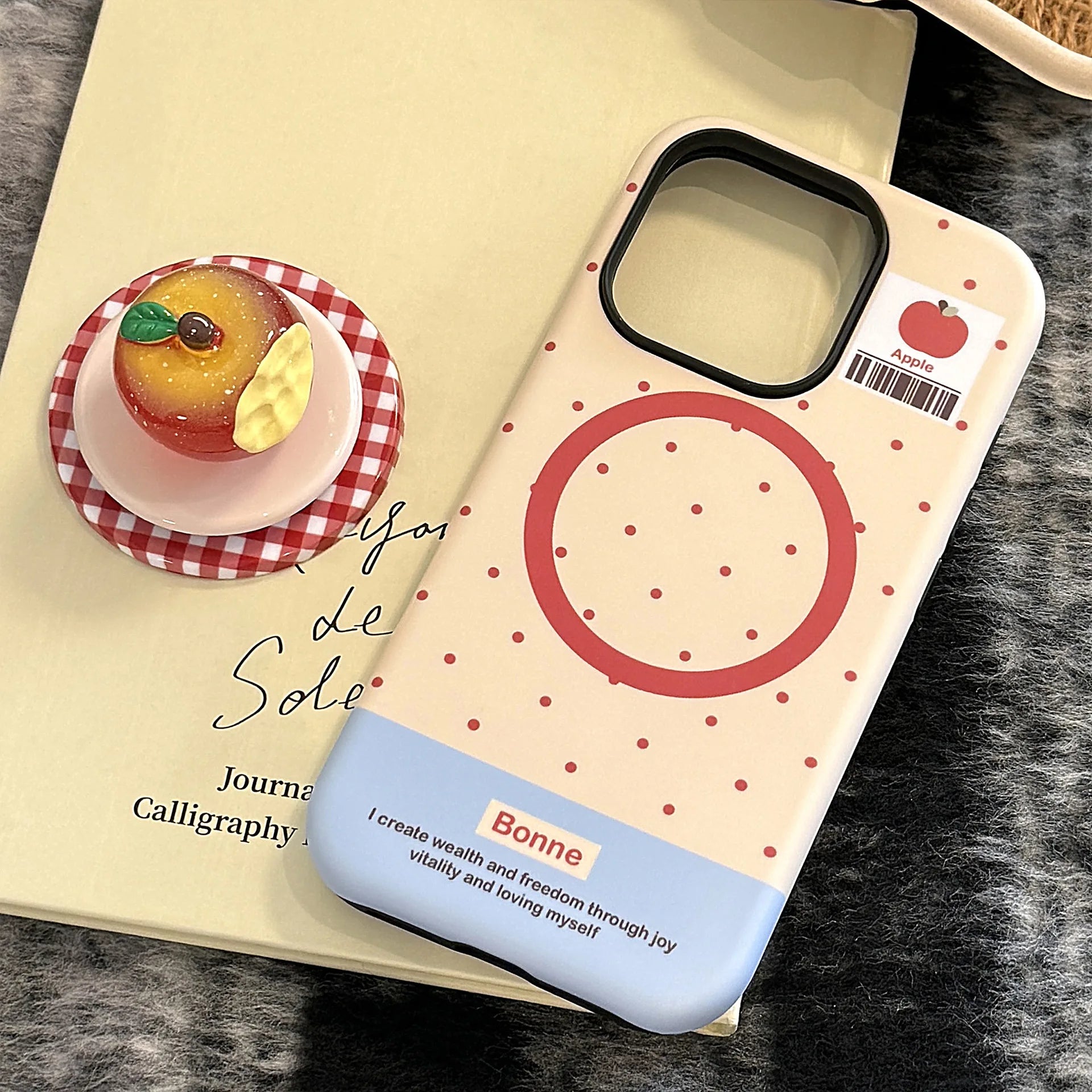 Cute Polka Dots 3D Luminous Crystal Apple Lattice Bracket Magnetic Phone Case For iPhone 12 13 11 14 15 16 17 Pro Max Hard Cover
