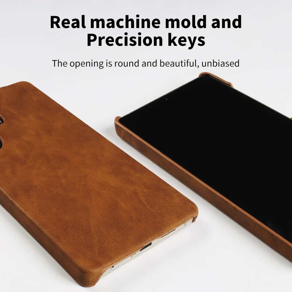Skin Leather Phone Case For Samsung S26 Ultra S25 Edge S24 FE S23 S22 S21 Plus Hard PC Back Cover Cases Shockproof Fundas Coque