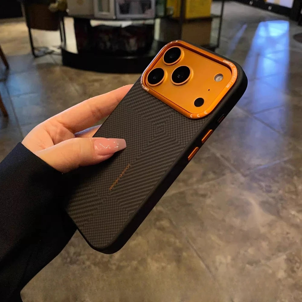 Matte Carbon Fiber Texture Magnetic Case For iPhone 17 16 Pro Max Magnets Charging Camera Lens Shockproof Soft Edges Phone Cover