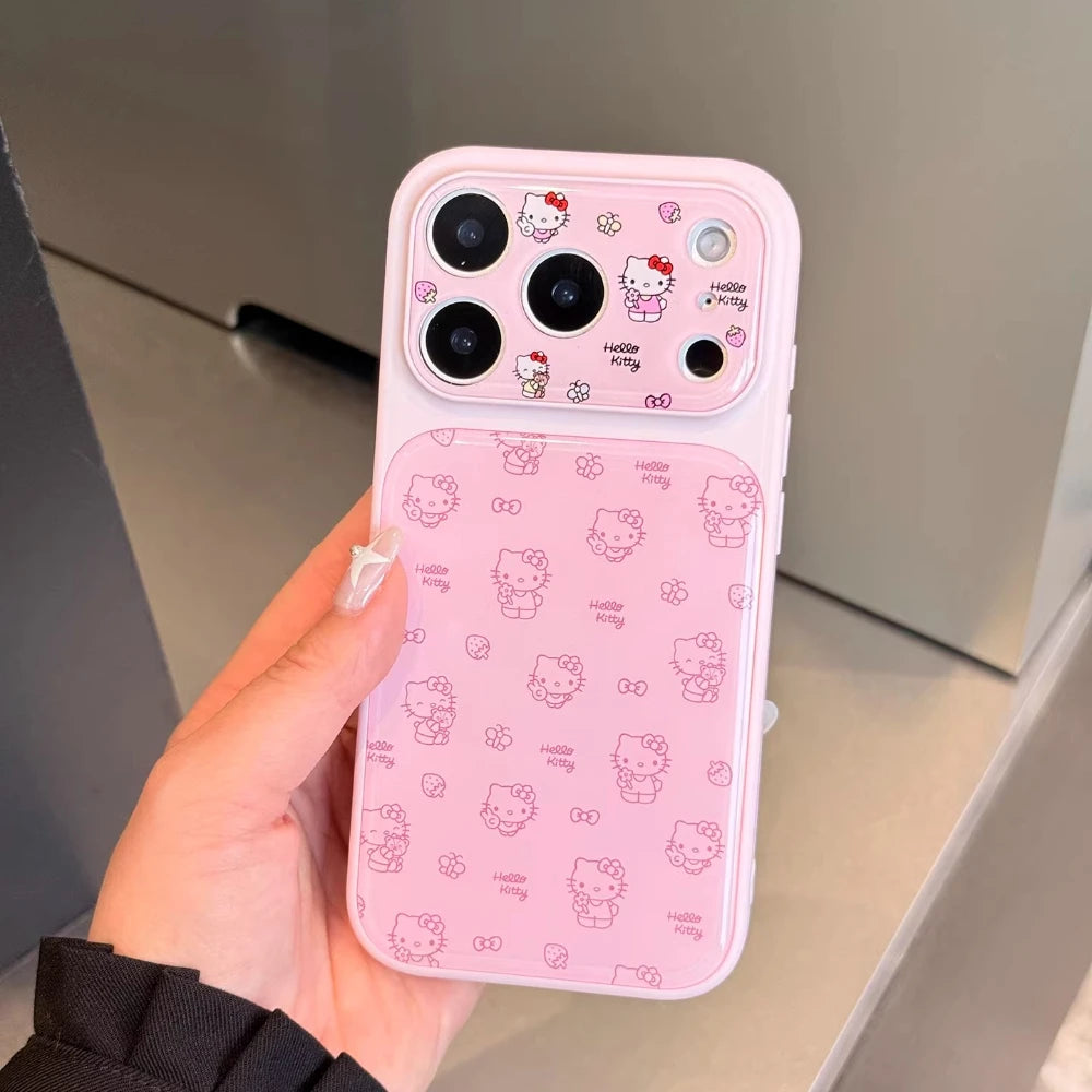 Fashion Cute Cartoon Sanrio Hello Kittty Bow Phone Case For iPhone 17 16 15 14 Pro Max Cases Shockproof Hard Cover With lanyard