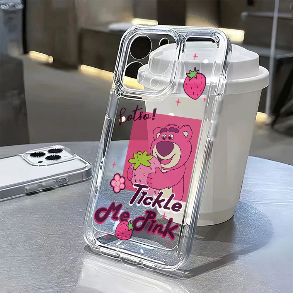 Disneys Pink Lotso Bear Phone Case for Samsung Galaxy A57 A56 A55 A54 A52 A37 A36 A26 A17 A16 A07 A06 4G 5G TPU Cover