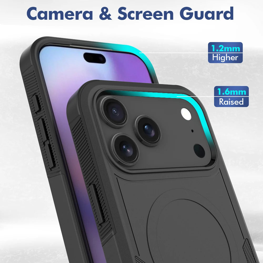 Heavy Armor Defender Magnetic Charging Case for IPhone 17 Pro Max Air 16 15 14 Plus 13 12 Ott Box Shockproof Matte Protect Cover