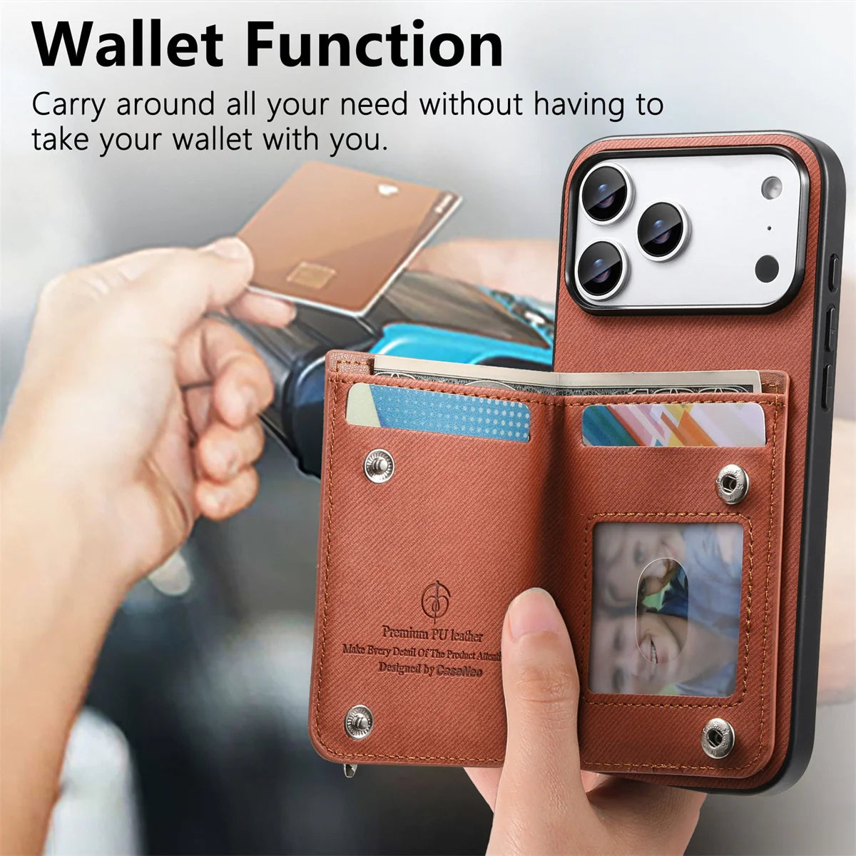 Wrist Strap Flip RFID Wallet with Card Holder Phone Case for IPhone Air 17 16E 16 Plus 15 14 13 12 11 Pro Max Leather Cover
