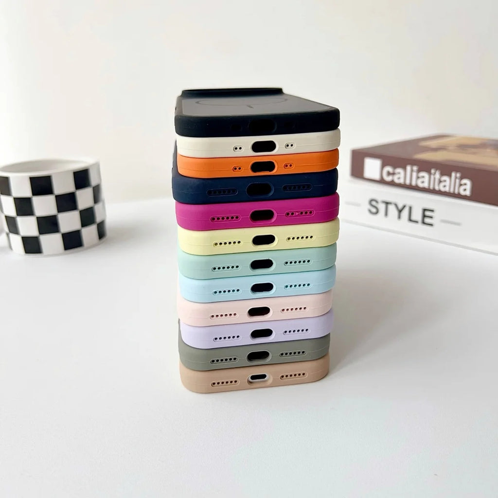 Official Liquid Silicone For Magsafe Double Color Phone Case For iPhone 17 Air 16 15 14 Pro Max Magnetic Wireless Charge Cover