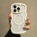 2 in 1 Wavy Frame Phone Case For iPhone 15 Pro Max 17 Air 16 14 13 11 12 Magnetic Wireless Charge Shockproof Back Cover