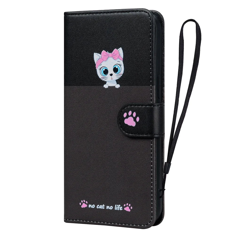 Lovely Phone Case For Samsung Galaxy S25 S24 S23 A14 A15 A16 A24 A25 A26 A34 A35 A36 A54 A55 A56 Card Holder Flip Wallet Cover