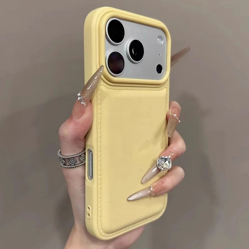 Luxury Drum Cortex Plain Phone Case For iPhone 11 12 13 14 15 16 17 Pro Max Plus 17 Air Shockproof Bumper Cases Cover