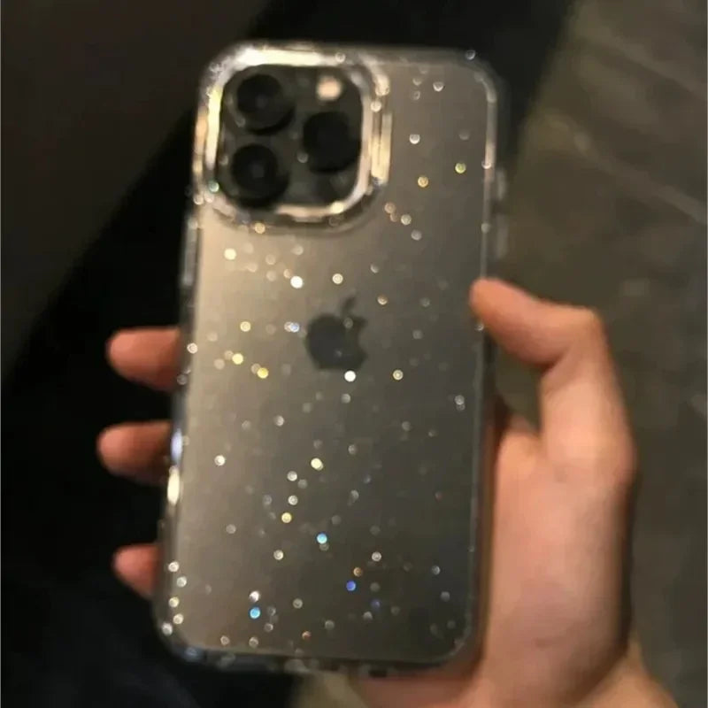 Pink Glitter Bling Clear Soft Case for IPhone 16 15 14 13 11 12 Pro Max 17 Air Plus X XS XR 16Pro I Phone i17 Women Fundas Cover