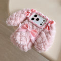 Bunny Rabbit Plush Phone Case with Butterfly Knot Design For iPhone 17 pro Max 16pro 15plus 14 13 Protective Cover