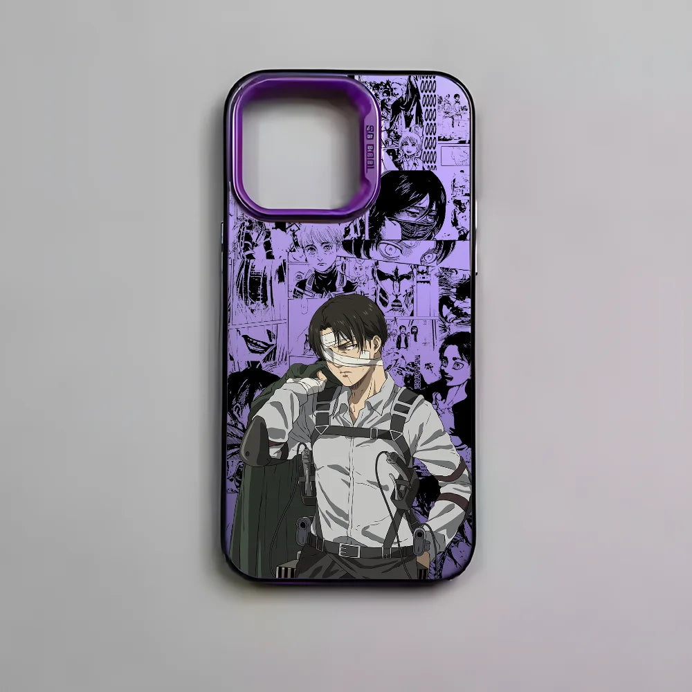 Anime L-Levi A-Ackerman Phone Case For iPhone 16 15 14 13 12 11 Pro Max Black Matte Multicolor Laser Metallic Aurora Cover