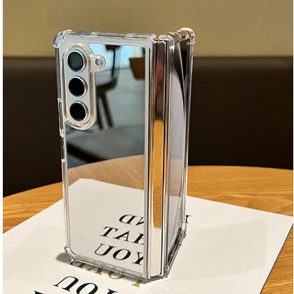 Luxury Mirror Make Up Case for Samsung Galaxy Z Fold 7 6 5 4 3 fold7 zfold Fold6 Hard Airbag Bumper Shockproof Ultra Slim Cover