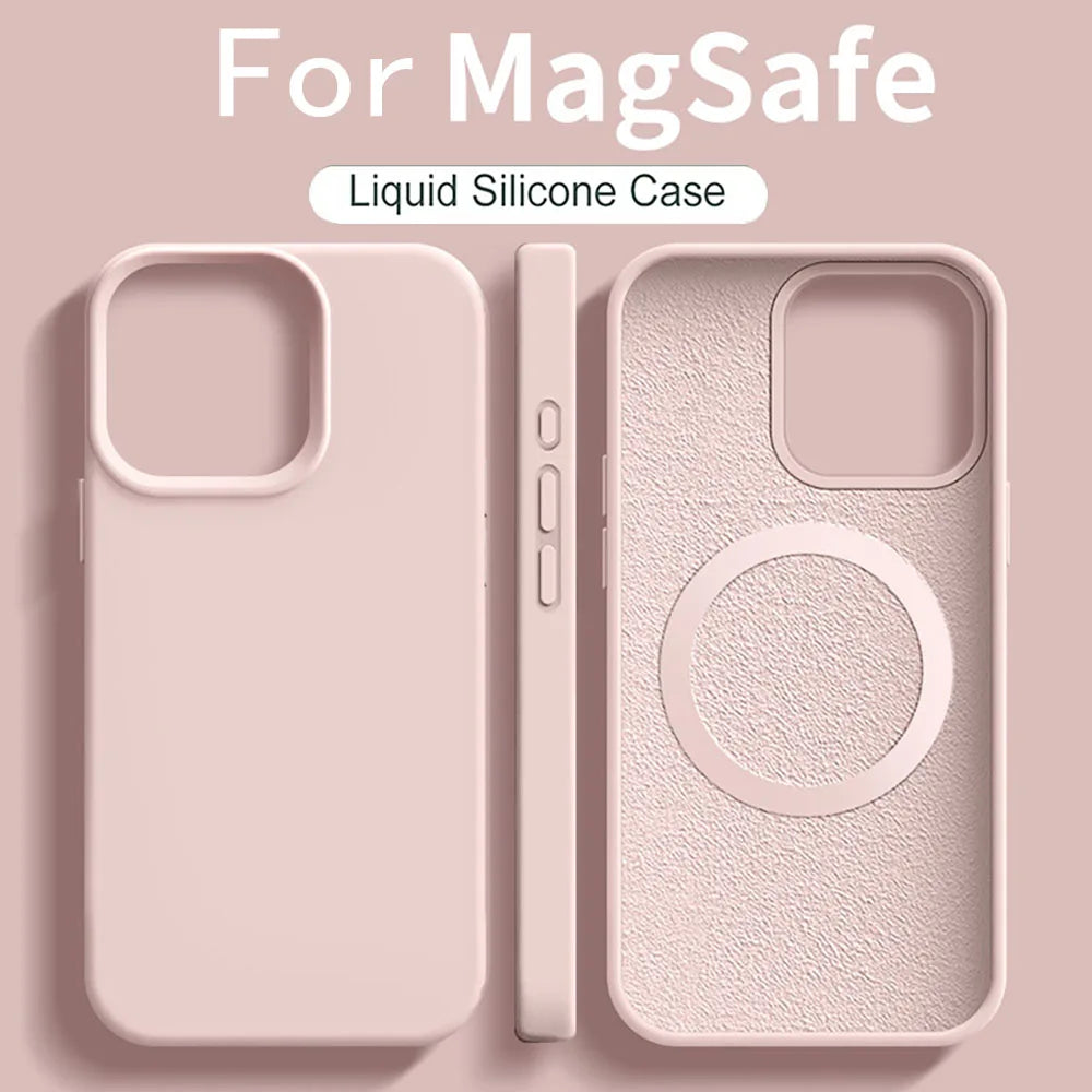 For Magsafe Liquid Silicone Magnetic Phone Case For iPhone 17 16 15 13 14 Pro Max Plus Cover For iphone 17 Pro Max Accessories
