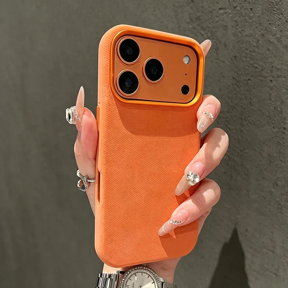 For MagSafe Flannel Leather Case For iPhone 17 16 15 Pro Max 16Pro17Pro Magnetic Wireless Charge Cover For iPhone17 Pro Max Case