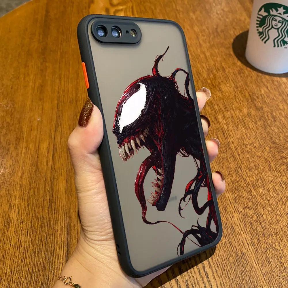 Marvel Venom Logo Translucent Case For iPhone 17E 17 16 16E 15 14 13 12 11 Pro Max 17 Air 7 8 Plus XR XS Shockproof Armor Cover