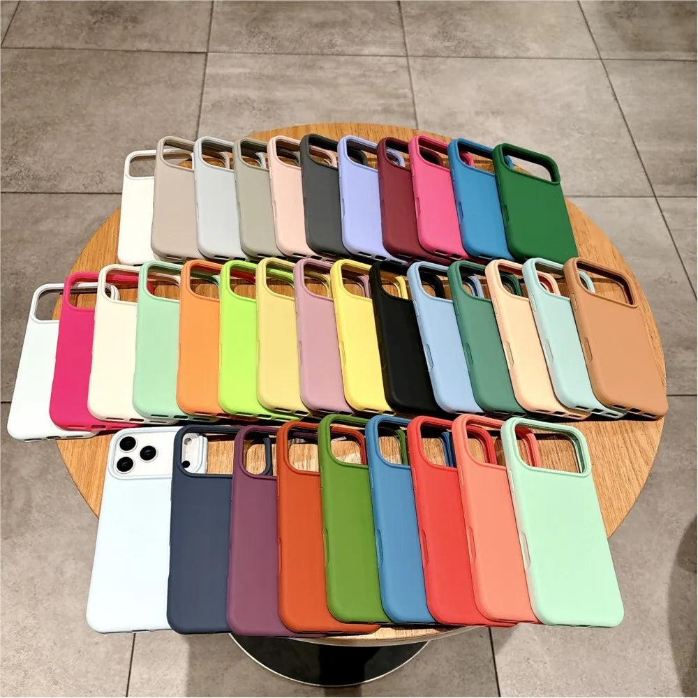 Bright Fluorescent Liquid Silicone Phone Case For iPhone 17 Air 17Pro 17ProMax Silicone Button Protection Matte Solid Soft Cover