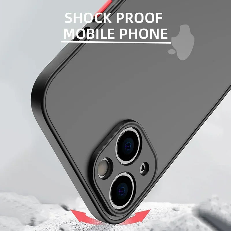 Luxury Shockproof Thin Matte Case For iPhone 16 15 14 Plus 13 12 11 Pro Max Plus Silicone Bumper Clear Hard Cover Capa funda