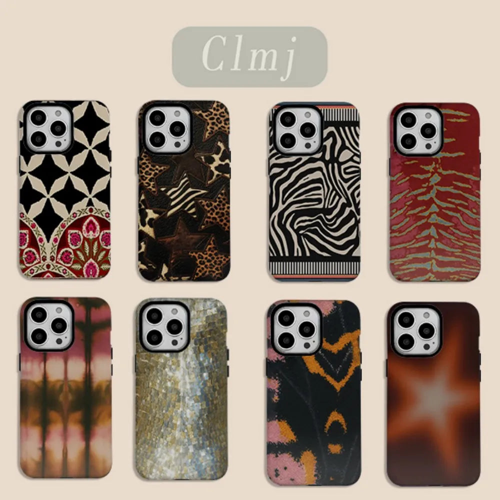 Luxury Clmj BUGR Abstract retro art Phone Case for iPhone 17 16e 16 15 14 13 12 11 XR XSMAX Air Pro Max Plus Double-layer Cover