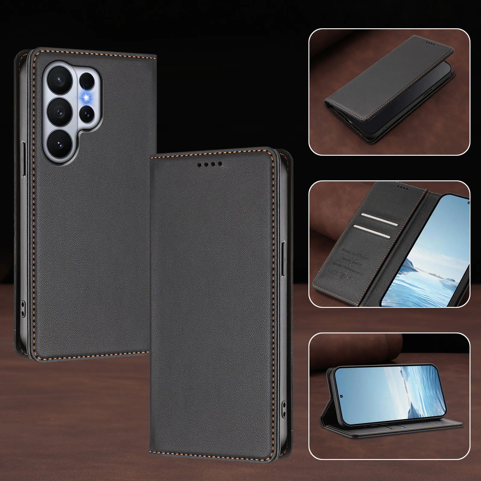 Magnetic Luxury Flip Wallet Leather Case for Samsung Galaxy S25 Ultra S24 S23 S22 S21 S20 Plus FE S25 Edge Foldable Back Cover