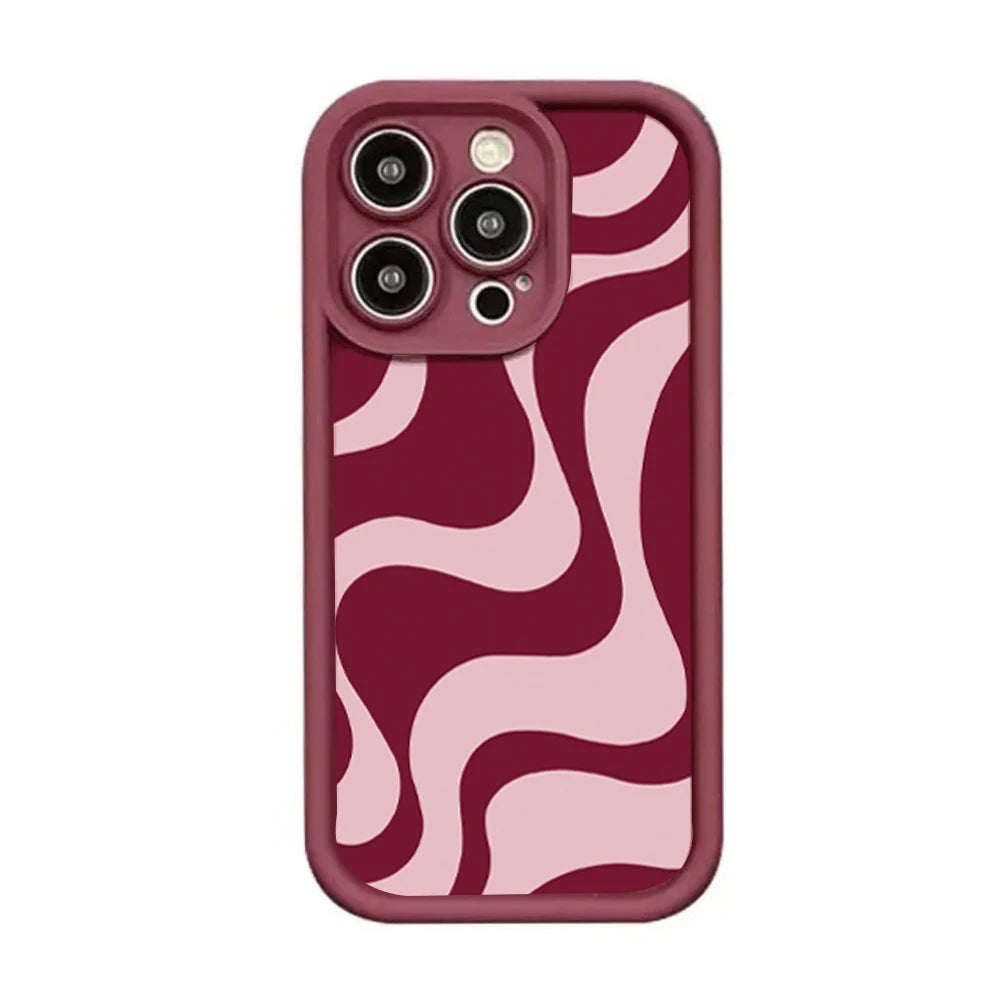 Fashionable Red Lines Soft Phone Case For iPhone 16 Pro Max Case iPhone 17 13 15 16 11 14 12 Pro Max XR 7 8 Plus Simple Cover