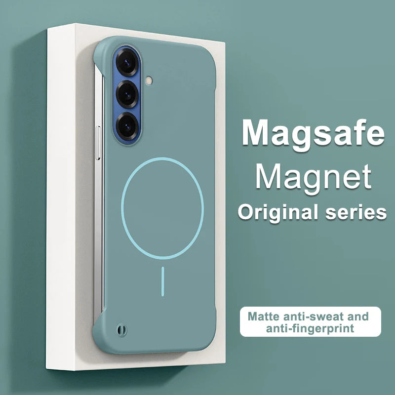 Frameless Magnetic Case For Samsung Galaxy S26 S25 Edge S24 S23 S22 S10 Plus Note 20 Ultra S20 FE For Magsafe Hard PC Back Cover