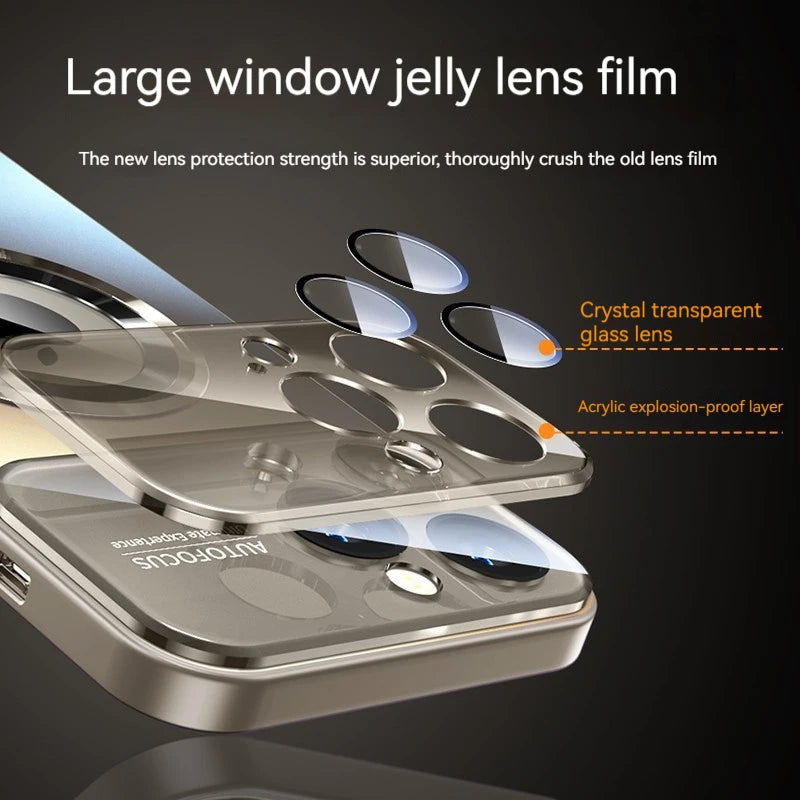 Luxury Glass Camera Lens Protection Case For iPhone 17 Pro Max Air 14 15 Plus 12 13 16 Pro 16E For Magesafe Magnetic Phone Cover