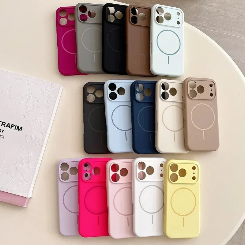 Luxury Liquid Silicone Original Phone Case for iPhone 17 Air 16 15 14 13 12 Pro Max Plus For Magsafe Shockproof Matte Soft Cover