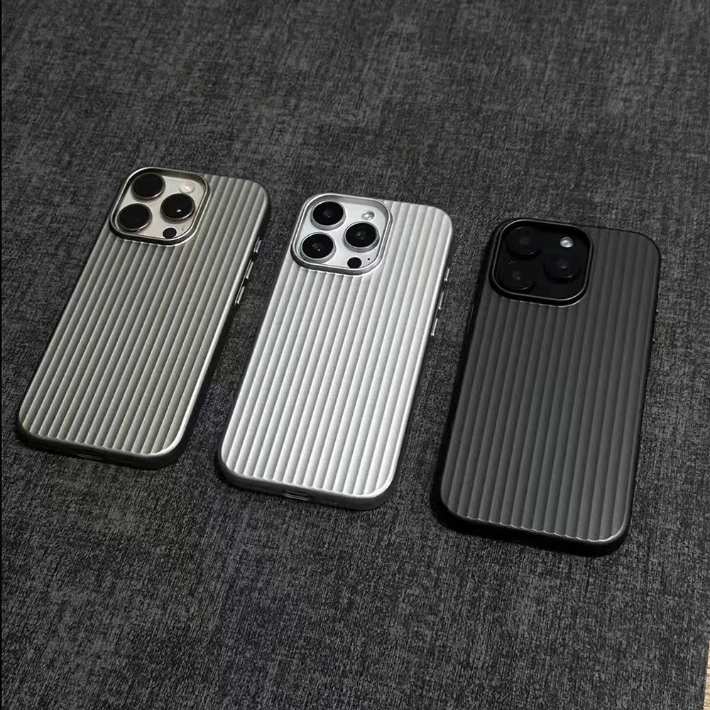 Premium Embossed Stripe Protective Case For iPhone 17 Air 16 15 14 13 12 11 17 Pro Max Slim Grip Texture Protective Case