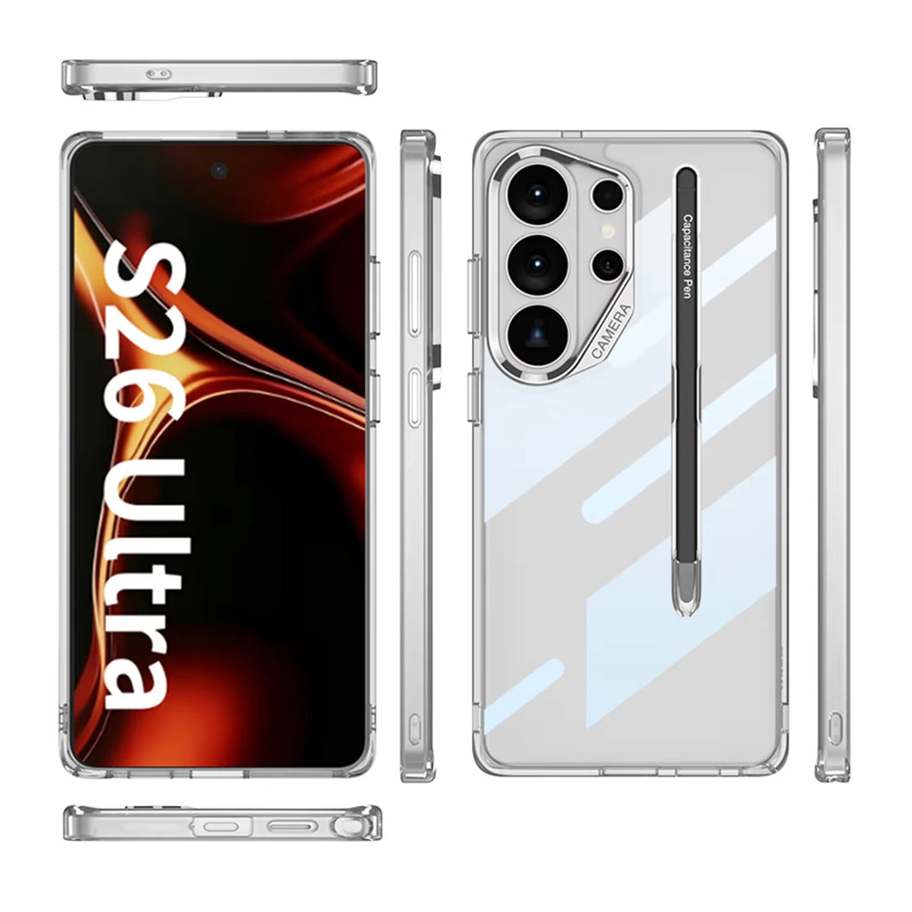 Airbag Corner Clear Hard Case for Samsung Galaxy S26 Ultra With Stylus Pen Soft Edge Plastic Cover For Galaxy S26 Ultra Case