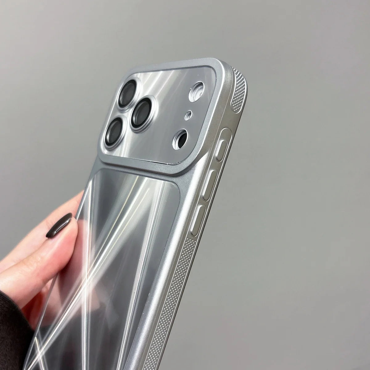 Plating Sliver Color Aurora Laser Glossy Phone Case For iPhone 17 16 15 14 13 Pro Max Camera Lens Protect Shockproof Armor Cover