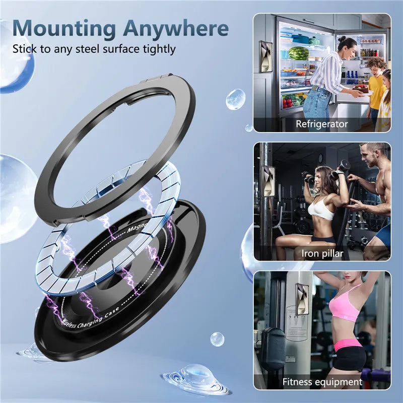Rotating Magnetic Magsafe Bracket Case For Samsung Galaxy S26 Ultra S26 Plus S26 Ring Stand Holder Transparent Protective Cover