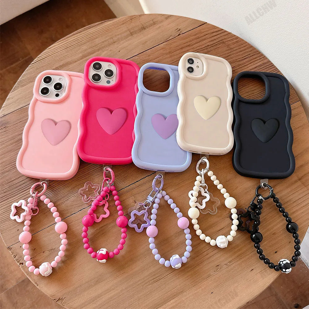 3D Love Heart Wave Border Soft Case For Honor Magic 5 6 7 Lite 5G Honor Play 30 50 Plus X9C X8C X7C 9X 8A Pro Back Cover