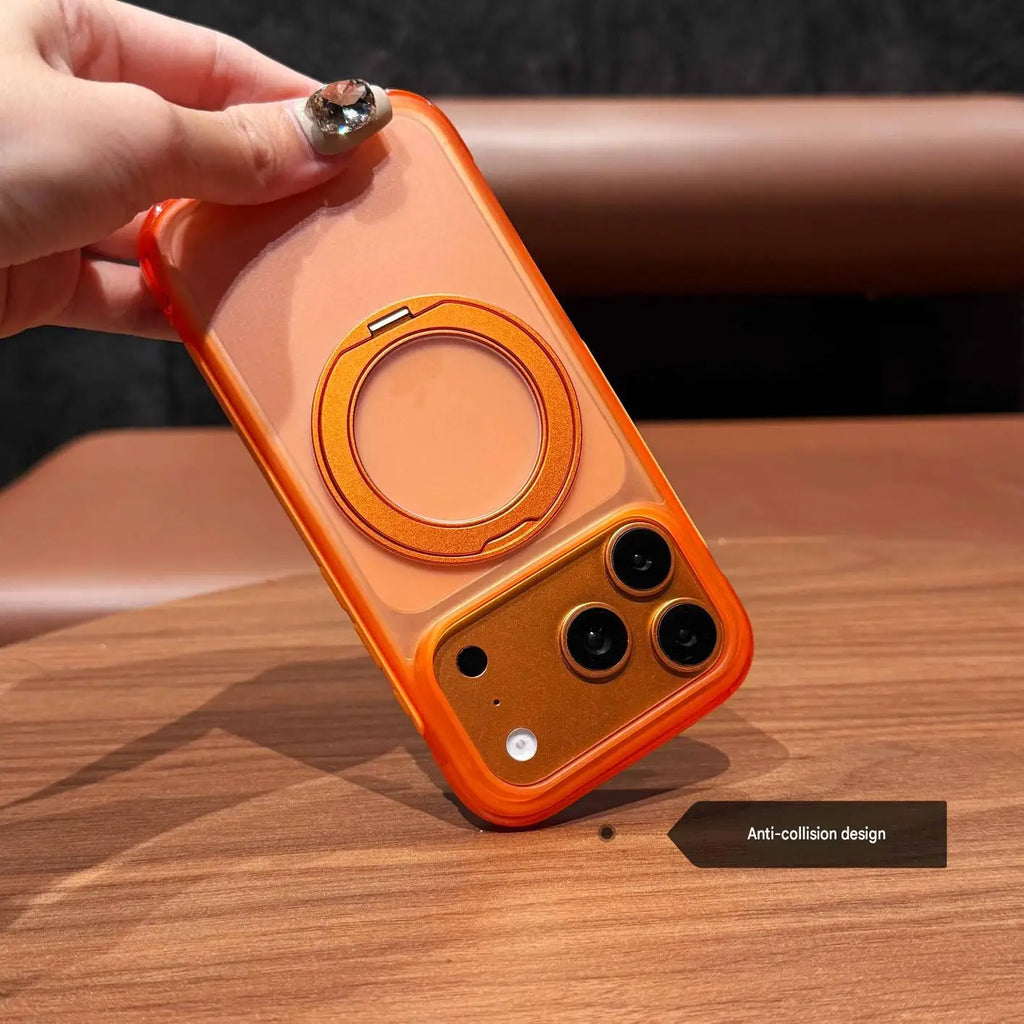 High Quality 360° Rotatable Ring Holder Case Anti-Scratch TPU PC Clear Wireless Charging Phone Cover For iPhone 18 17 Pro Max