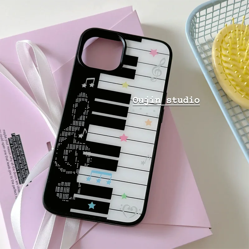 Korean Stars Minimalist Music Theory Piano Keys Phone Case For iPhone 17 AIR 16 15 14 13 12 11 PRO MAX 7 8 PLUS Dustproof Cover