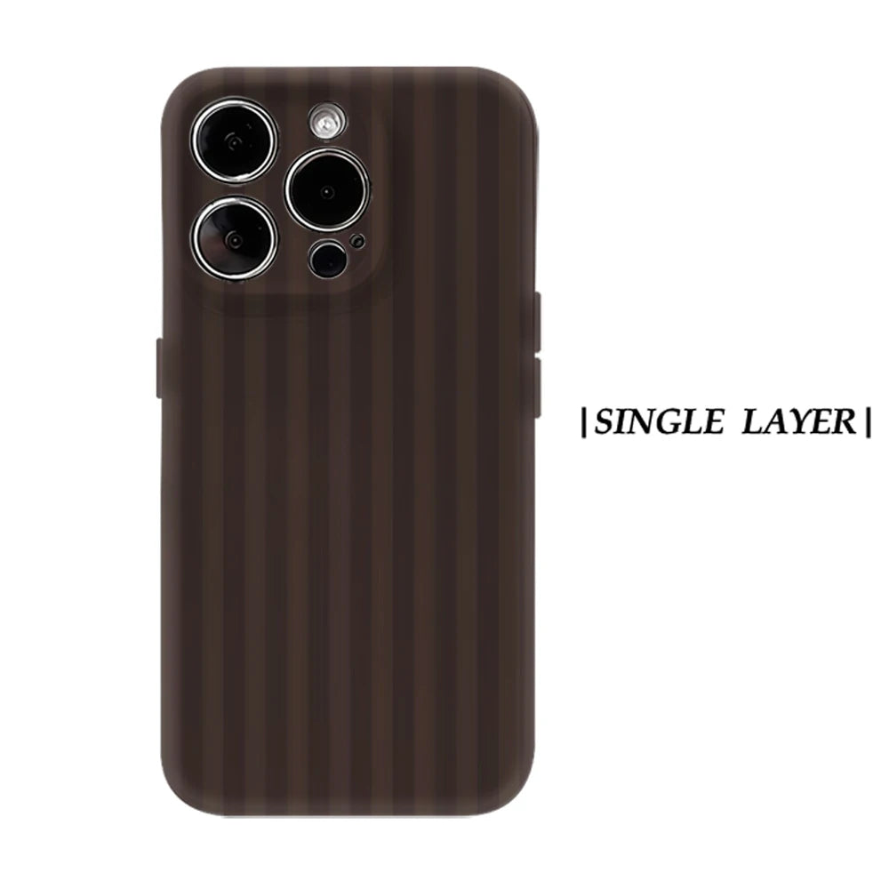Dark Brown Stripes Phone Case for Magnetic Phone Case for IPhone 17 16 15 14 13 Pro Max Plus Single Double-layer Tough Case