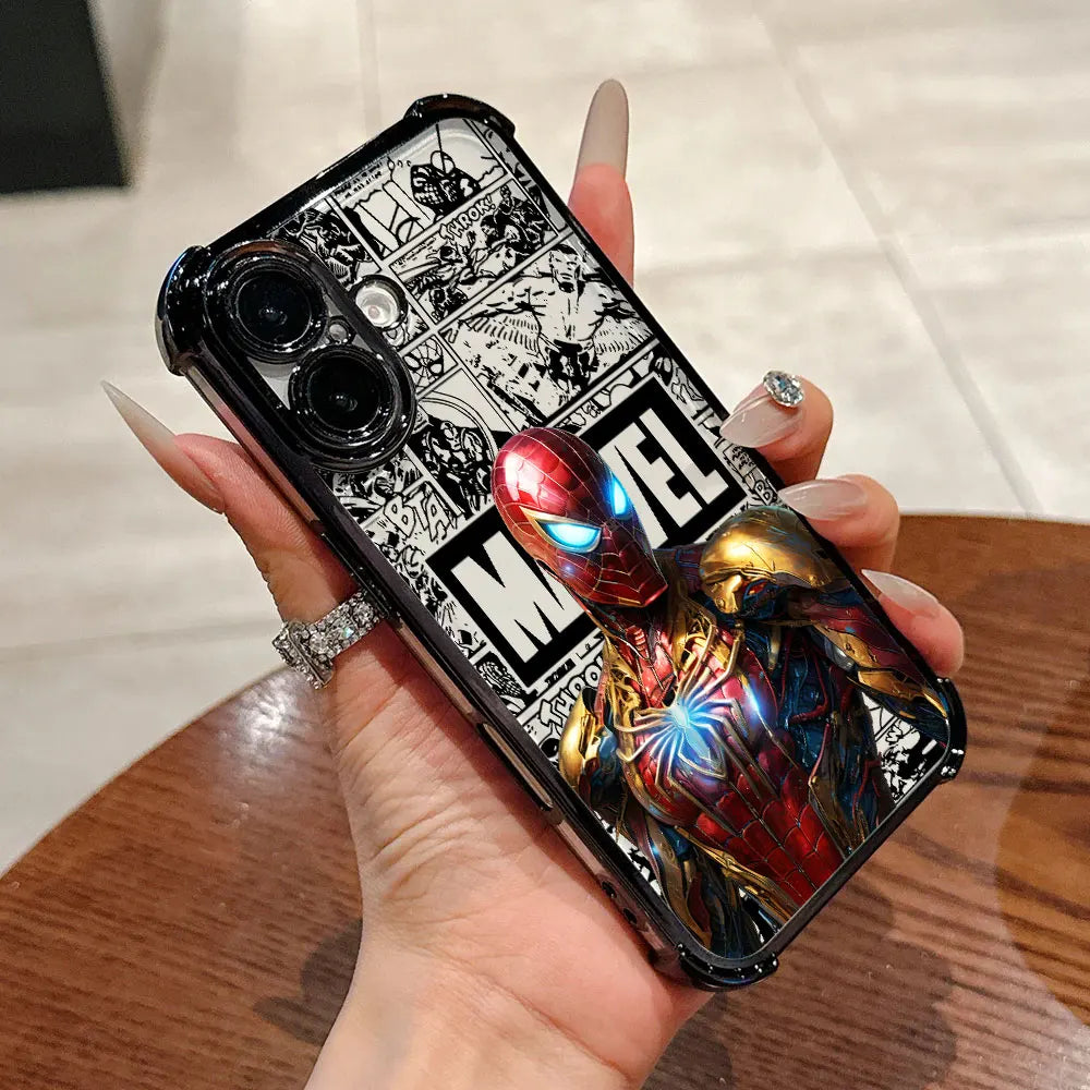 Luxury Marvel Spiderman Ironman Comic Case For iPhone 17E 17 16 Pro 15 14 13 12 11 Pro Max 17 Air 16 E Plus Silicone Phone Cover