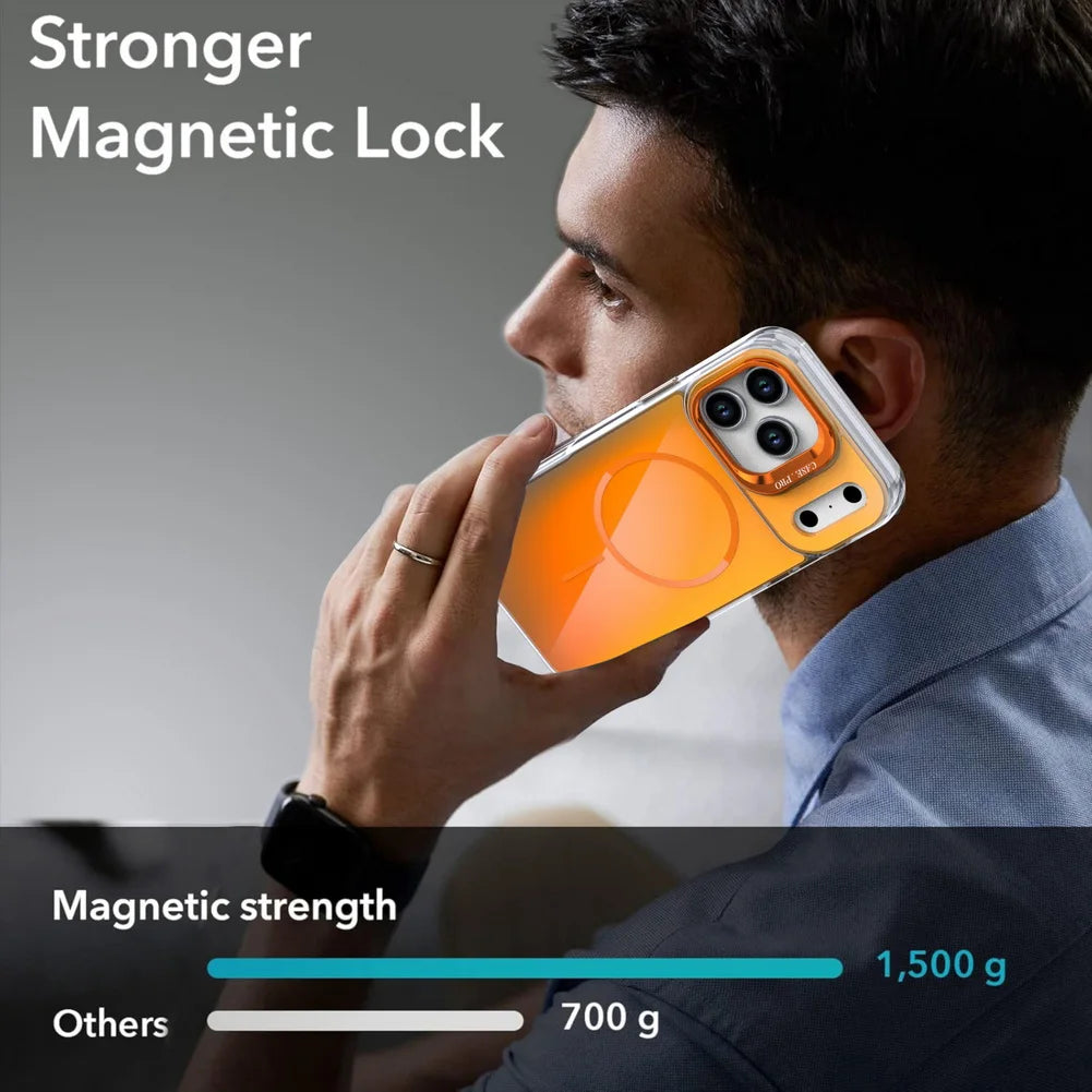 Anti-yellowing Built-in Super Magnetic Lens Holder Case For iPhone 17 Pro Max 17 Air 16e 16 Pro 15 + 14 13 12 11 Protect Cover