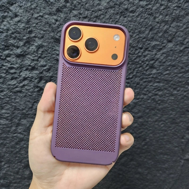 New Honeycomb Heat Dissipation Phone Case For iPhone 16 15 14 13 17 Pro Max Plus Cooling Breathable Solid Color Shockproof Cover