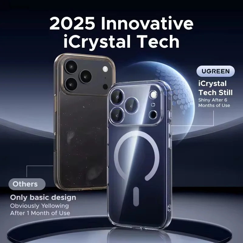 Transparent Phone Case For iPhone 17 16 15 14 13 12 11 Pro Max Plus Mini 16E 17 Air For Magsafe Wireless Charger Magnectic Cover
