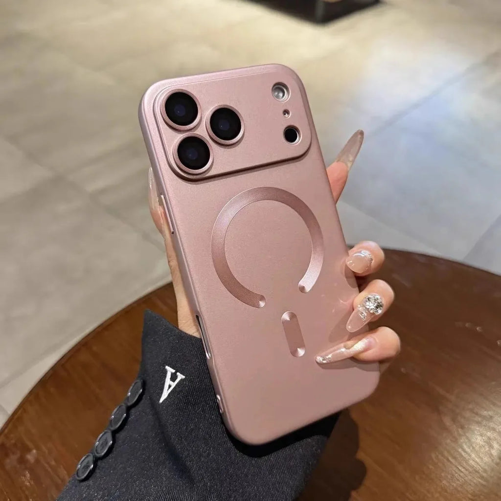 Metallic Paint For Magsafe Soft Case For iPhone 17 16 15 14 13 12 11 17 Pro Max Air Magnetic Wireless Charge Lens Protect Cover