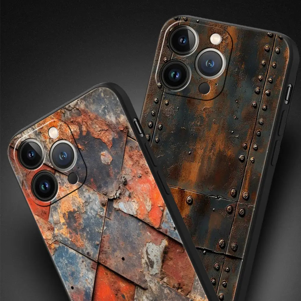 Vintage Industrial Style Rusty Phone Case Cover for iPhone 17 16 15 14 13 12 11 Pro Max 17 Air Plus Shockproof Soft TPU Shell