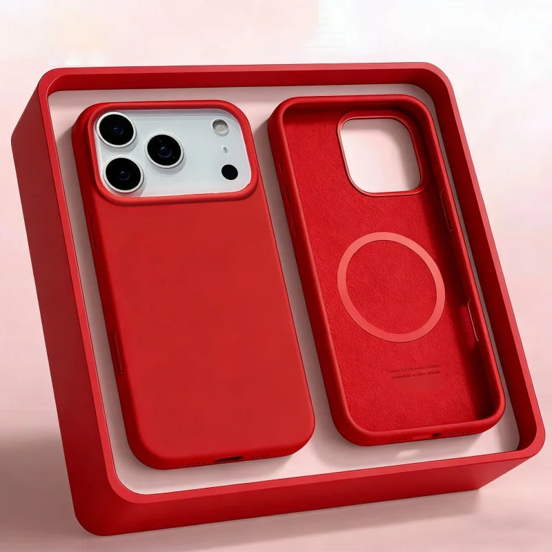 Original Silicone Bright Lucky Color Case for Apple iPhone 17 Air 16 15 14 13 Pro Max Plus Magnetic Wireless Charging Soft Cover