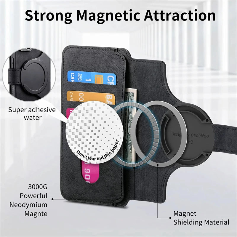 2 in 1 Magnetic Flip Leather Case for Samsung Galaxy S25 Edge S24 Ultra S23 S22 Plus S21 Fe S25Edge Magsafe Card Wallet Cover