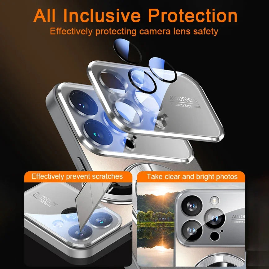 AG Matte Lens Glass Protect Magnetic Case For iPhone 17 16 11 12 13 14 Plus 15 Pro Max 17Air For Magsafe Wireless Charge Cover