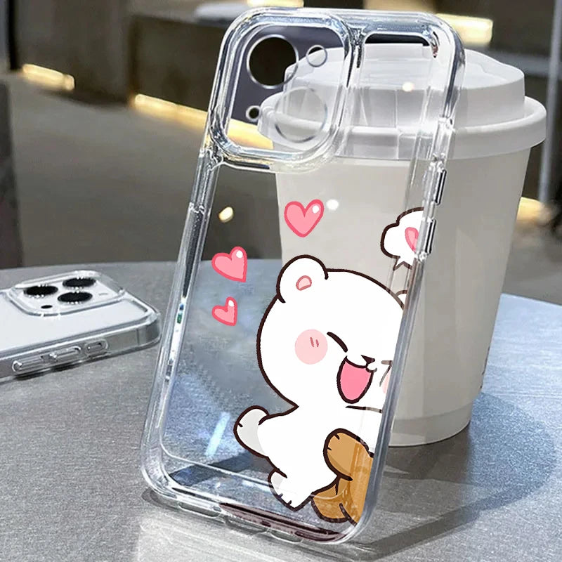Cartoon Fun Matching Couple Case for Apple iPhone 16e 7 8 SE XR 13 12 11 Pro Max 15 14 16 Plus XS Clear Soft