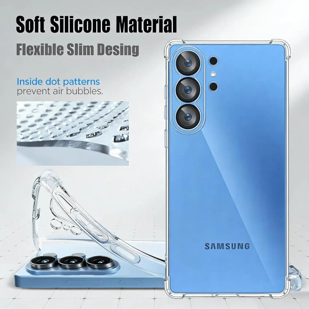 For Samsung Galaxy S26 S25 S24 S23 S22 S21 S20 FE Note20 Ultra 10 9 8 S10 S9 S8 Plus Shockproof Silicone Clear Case Airbag Cover