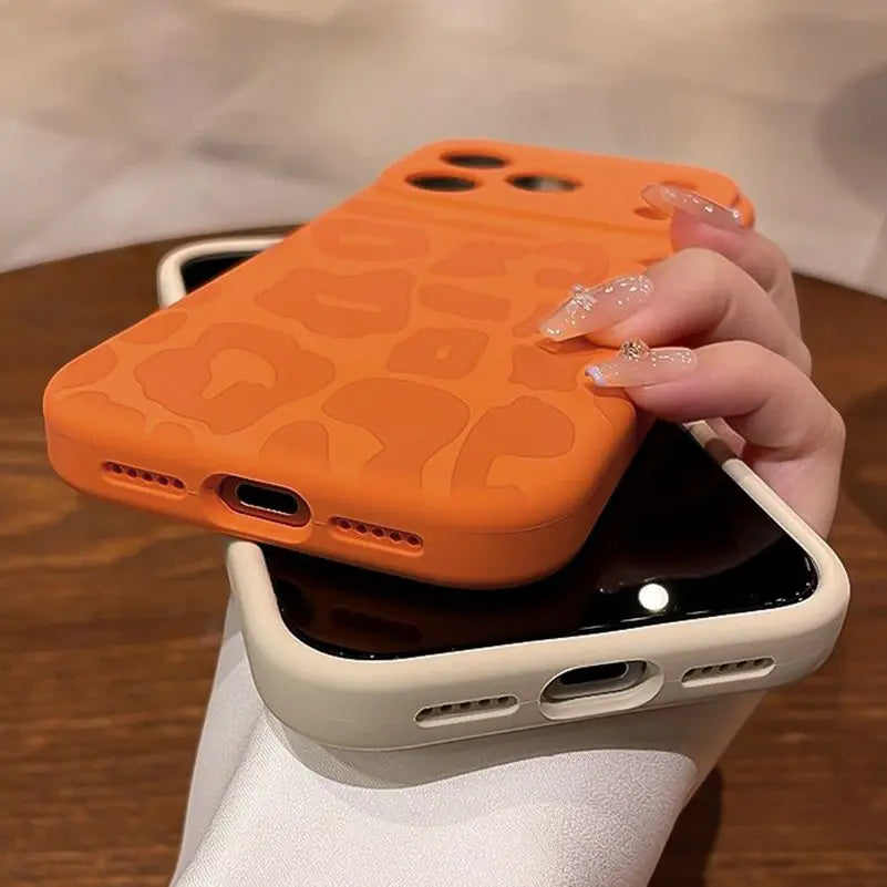 Leopard Pattern Liquid Silicone Case for iPhone 17 16 Pro Max Air 14 15 Plus 12 Camera Control Button Soft Shockproof Cover