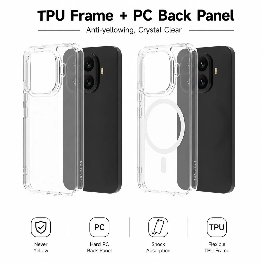 Magnetic Case for Xiaomi 17T / 17T Pro LeReach TOC Transparent TPU + PC Hard Back MagSafe Cover