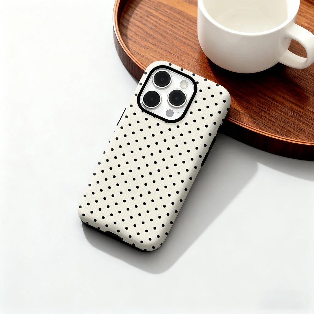 Classic Black Polka Dots Cream IPhone17 Must-Haves Phone Case for IPhone 17 16 15 14 13 12 Pro Max Plus Double-layer Back Cover