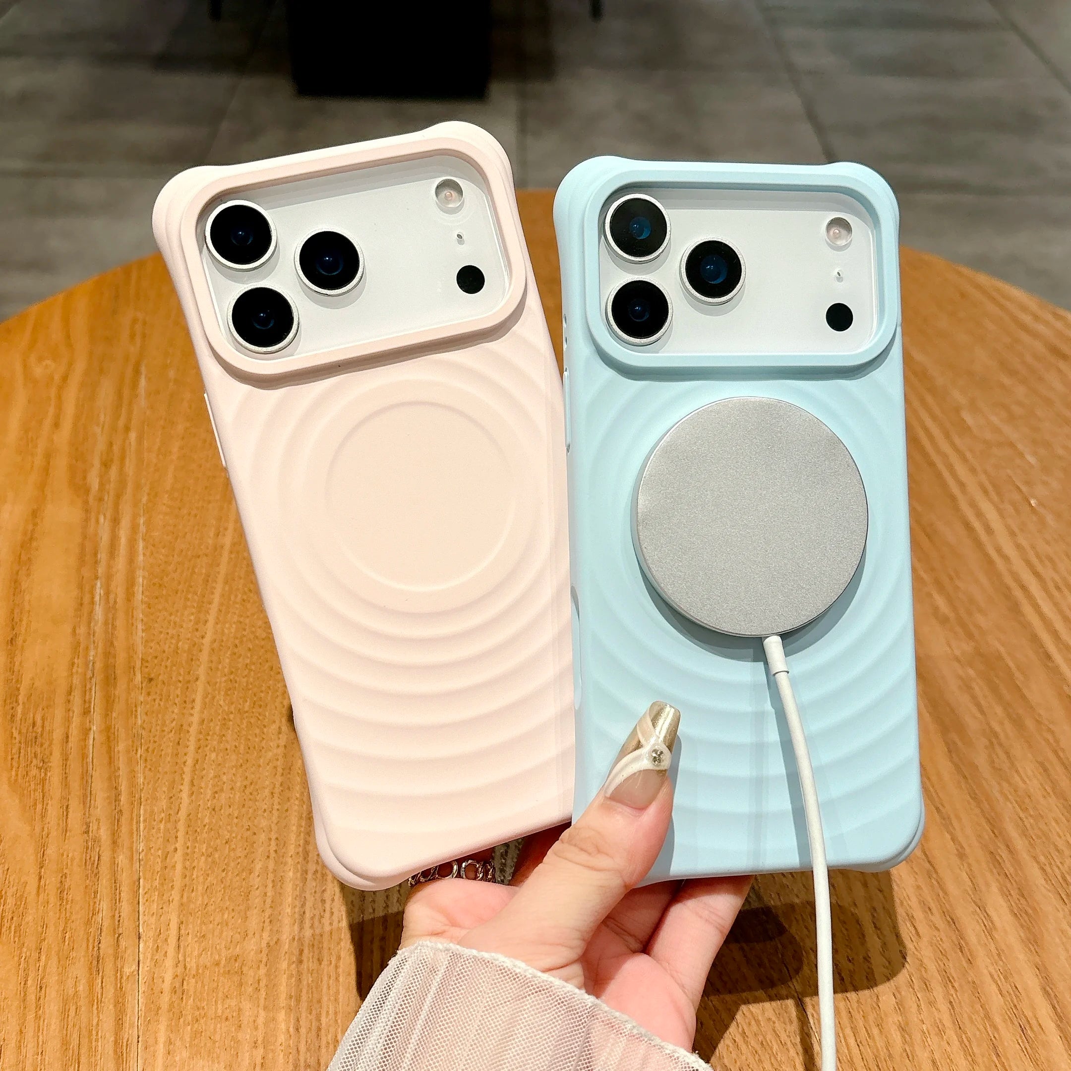 Luxury Ripple Silicone For Magsafe Magnetic Case For iPhone 17 Air 16 15 14 13 Pro Max Plus Wireless Charging Shockproof Cover